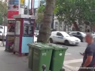 Dirty clip slave is abased in public before hardcore X rated movie